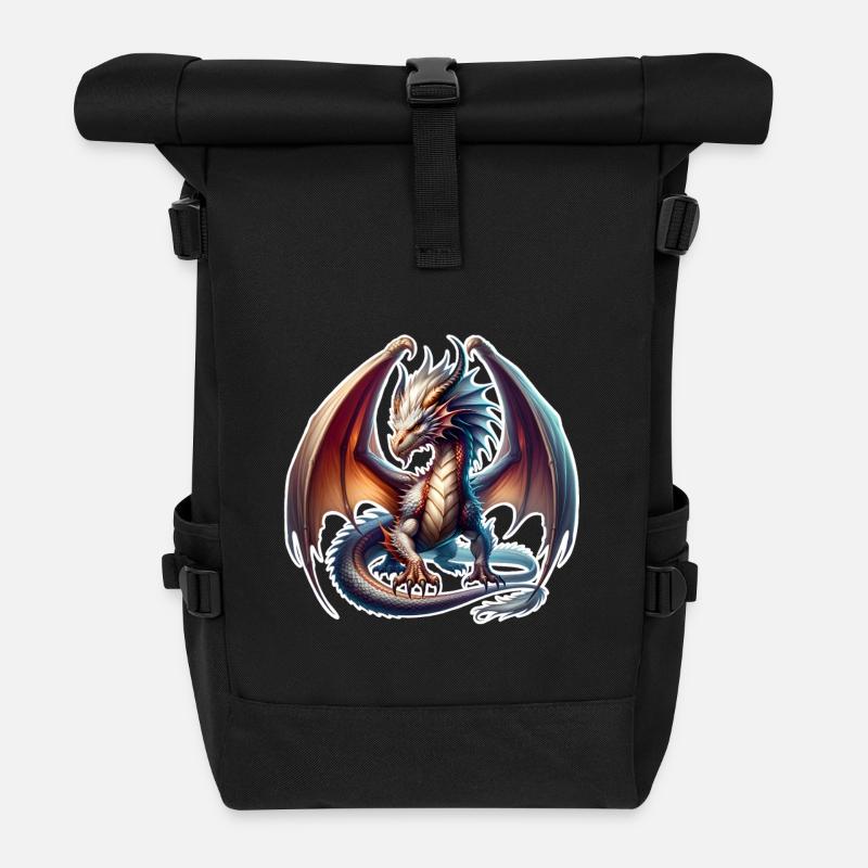 Drache - Rolltop Rucksack - Schwarz