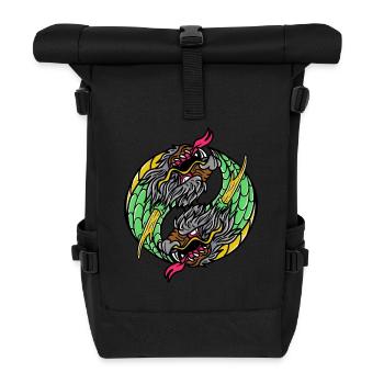 Fantasy RPG Dragons Magic Dungeon - Roll Top Backpack - black - Front