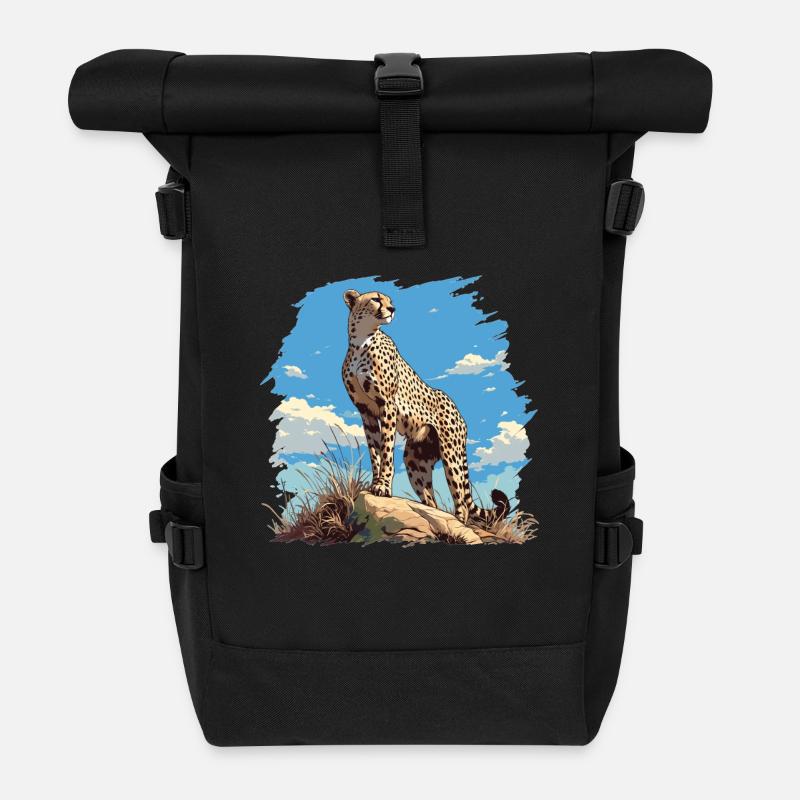 Cheetah Geparde Gepard - Rolltop Rucksack - Schwarz