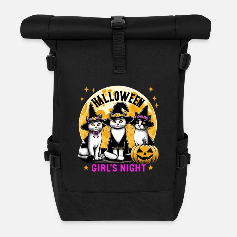Halloween Katzen Hexen Mädelsabend Freundin Lustig - Rolltop Rucksack - Schwarz