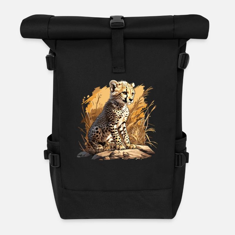 Guépard Geparde Gepard - Sac à dos roll top - noir