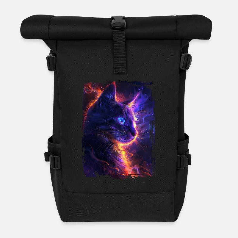Katze - Rolltop Rucksack - Schwarz