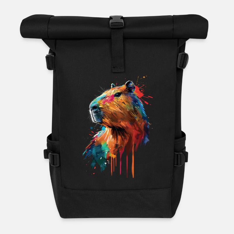 Wasserschwein - Rolltop Rucksack - Schwarz