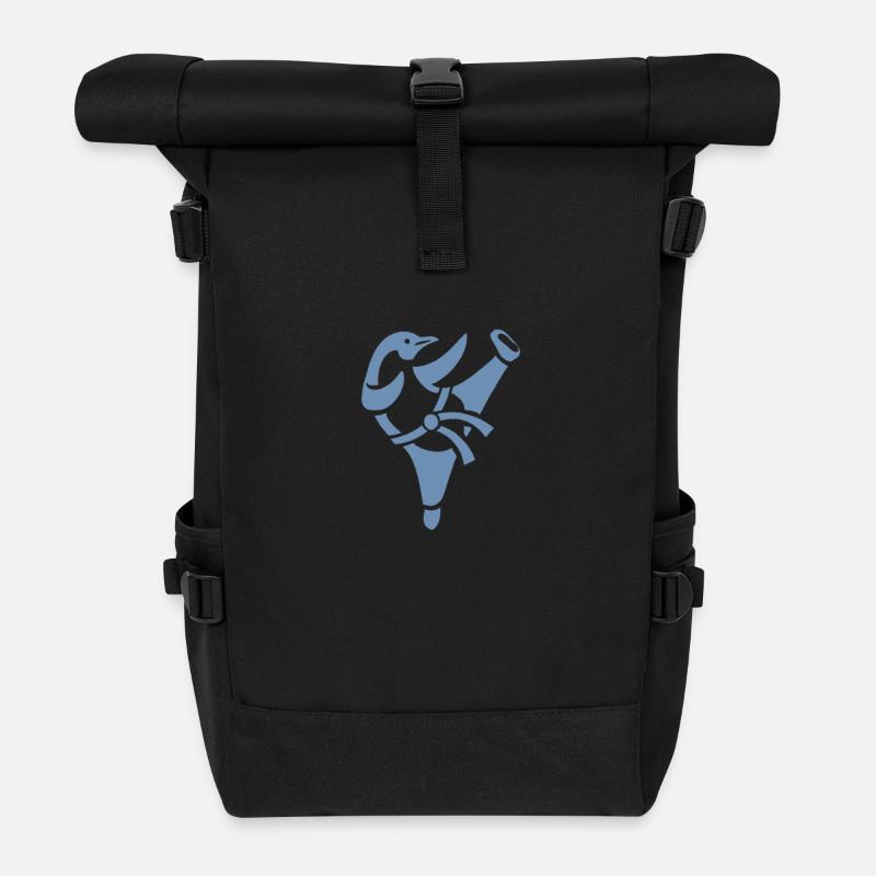 Pinguin Karate Kampfsport Kampfkunst Silhouette Mi - Rolltop Rucksack - Schwarz