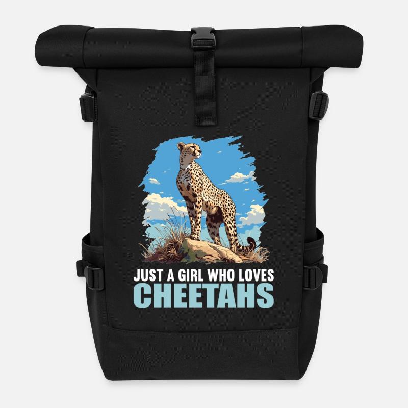 Cheetah Geparde Gepard - Rolltop Rucksack - Schwarz