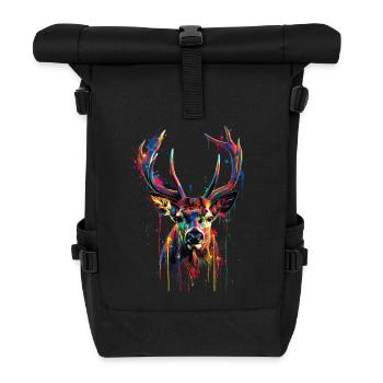 roe deer - Roll Top Backpack - black - Front