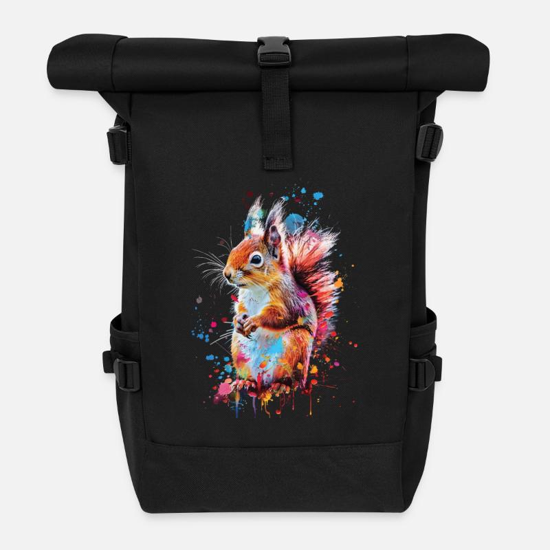 Eichhörnchen - Rolltop Rucksack - Schwarz