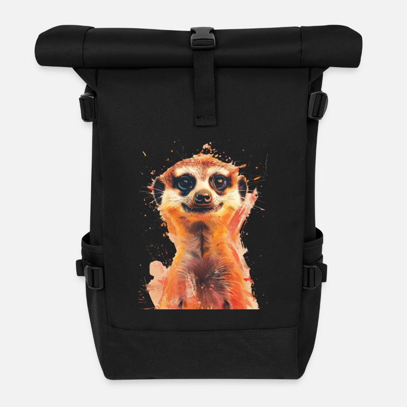 Erdmännchen - Rolltop Rucksack - Schwarz