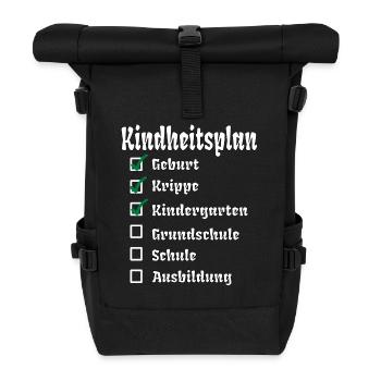 Schulanfang Schule Kind Schulkind Kita Geschenk - Rolltop Rucksack - Schwarz - Vorne