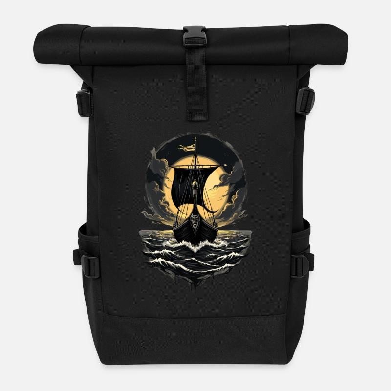 Wikinger Drachenboot für eine Wikinger Fan - Rolltop Rucksack - Schwarz
