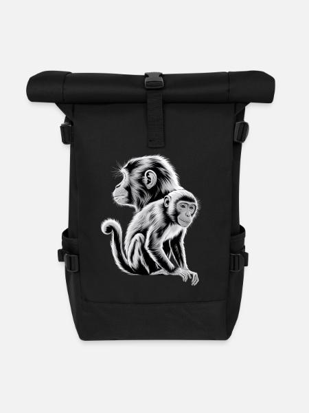 Affe - Rolltop Rucksack - Schwarz