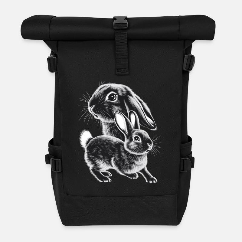 Kaninchen - Rolltop Rucksack - Schwarz