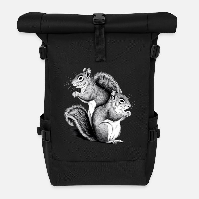 Eichhörnchen - Rolltop Rucksack - Schwarz