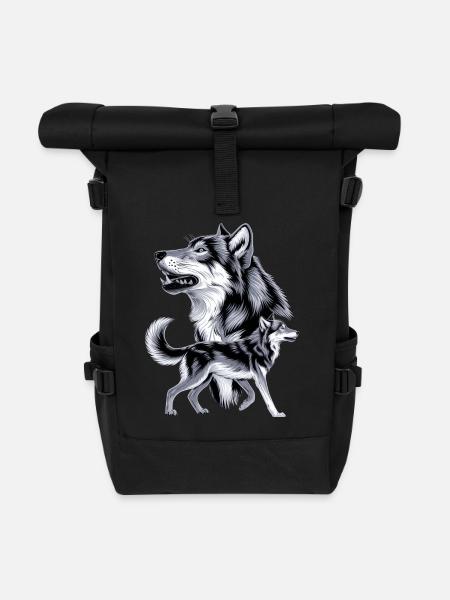 Wolf - Rolltop Rucksack - Schwarz