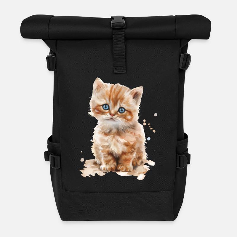Katze - Rolltop Rucksack - Schwarz