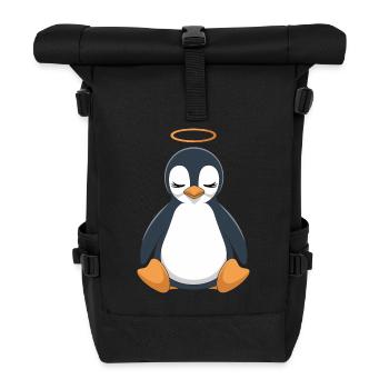 Cute penguin with halo - Roll Top Backpack - black - Front