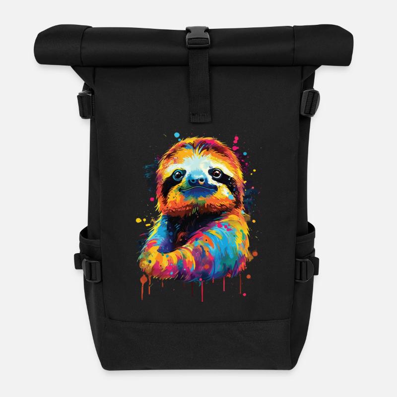 Faultier - Rolltop Rucksack - Schwarz