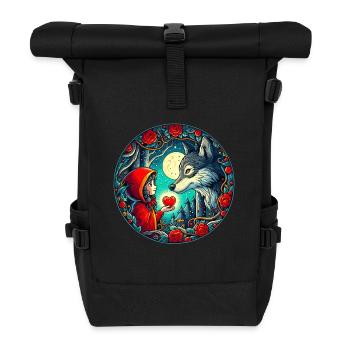 Fairy Tale Little Red Riding Hood Wolf Children's Heart Animal Welfare - Roll Top Backpack - black - Front