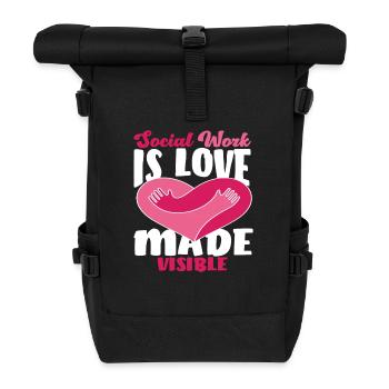 Soziale Arbeit Ist Liebe Sichtbar - Rolltop Rucksack - Schwarz - Vorne