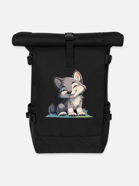Wölfe Wolf - Rolltop Rucksack - Schwarz