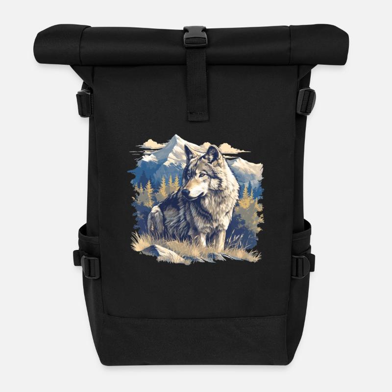 Loups Loup - Sac à dos roll top - noir