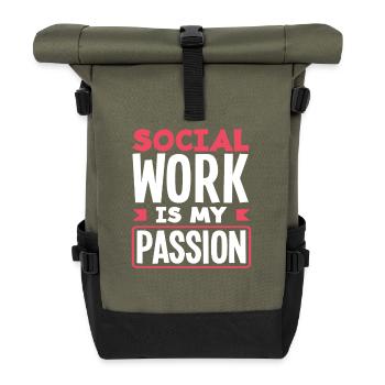 Le travail social est ma passion - Sac à dos roll top - olive/noir - Devant