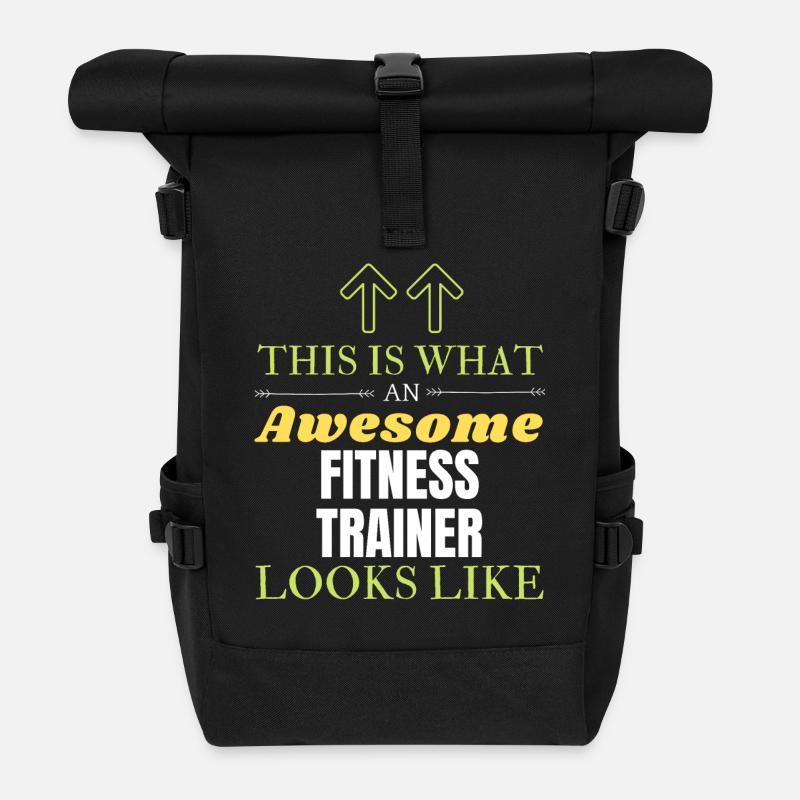 This is What an Awesome Fitness Trainer Looks Like - Roll Top Backpack - black