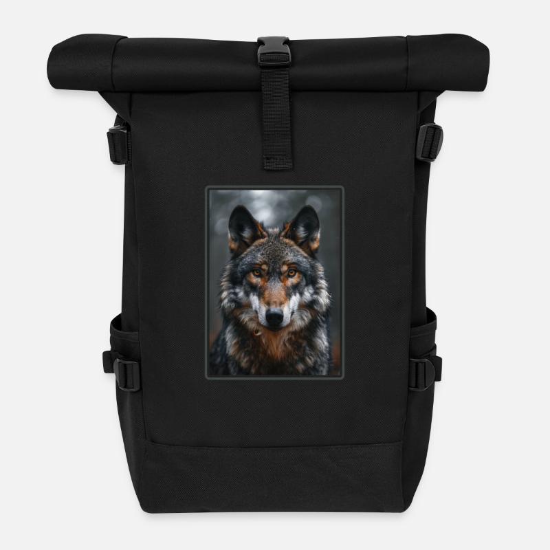 Wölfe Wolf - Rolltop Rucksack - Schwarz