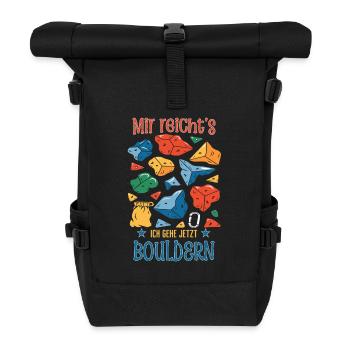 Ich gehe jetzt Bouldern | Cooles Boulder Design - Rolltop Rucksack - Schwarz - Vorne
