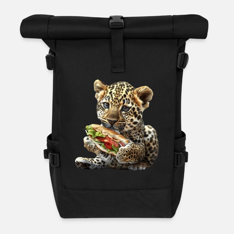 Leopard - Rolltop Rucksack - Schwarz