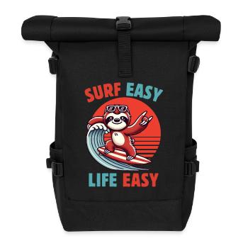 Funny Sloth Do Surfing - Surf Easy Life Easy - Rolltop Rucksack - Schwarz - Vorne