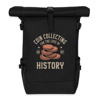 Numismatics Love of History Coin Collection - Roll Top Backpack - black - Front