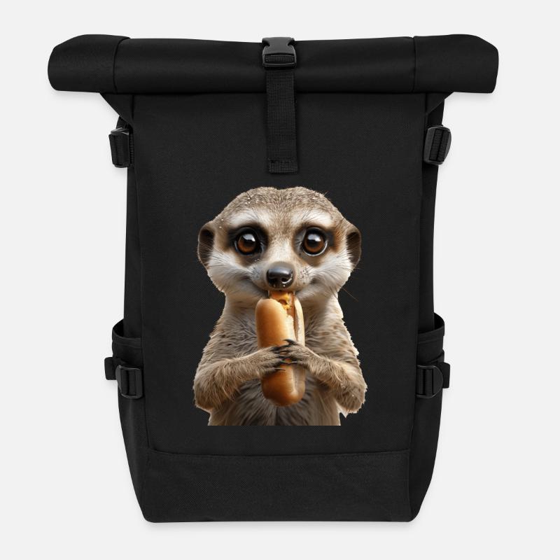 Erdmännchen - Rolltop Rucksack - Schwarz