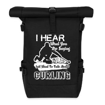 Curling Talk About Curling - Roll Top Backpack - black - Front