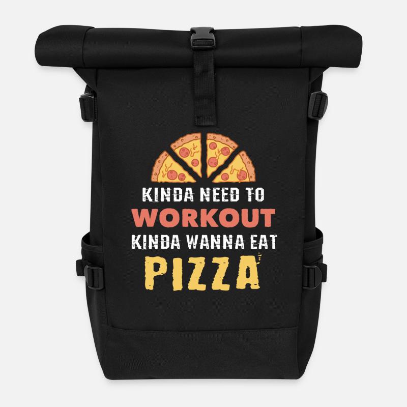 Un peu besoin de faire de l’exercice Manger de la pizza - Sac à dos roll top - noir