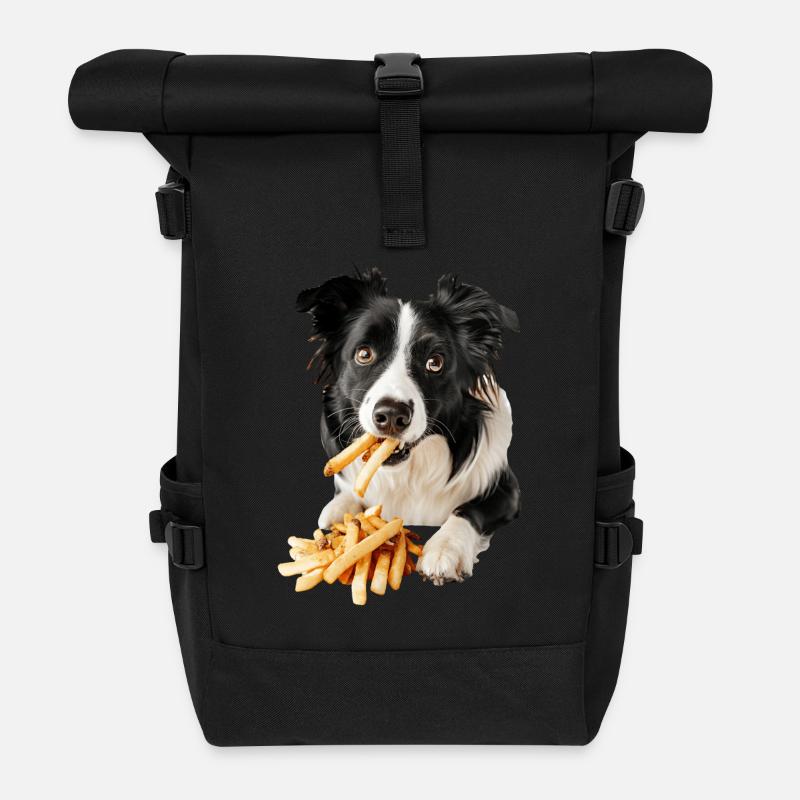 Border Collie - Rolltop Rucksack - Schwarz