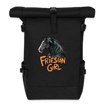 Proud Friesian Girl rider - Roll Top Backpack - black - Front