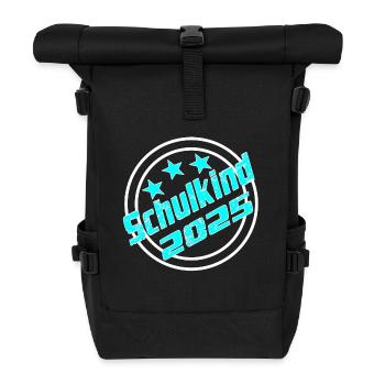 Schulkind 2025 Schulanfang Grundschule Kind - Rolltop Rucksack - Schwarz - Vorne