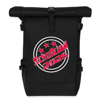 Schulkind 2025 Schulanfang Grundschule Kind - Rolltop Rucksack - Schwarz - Vorne