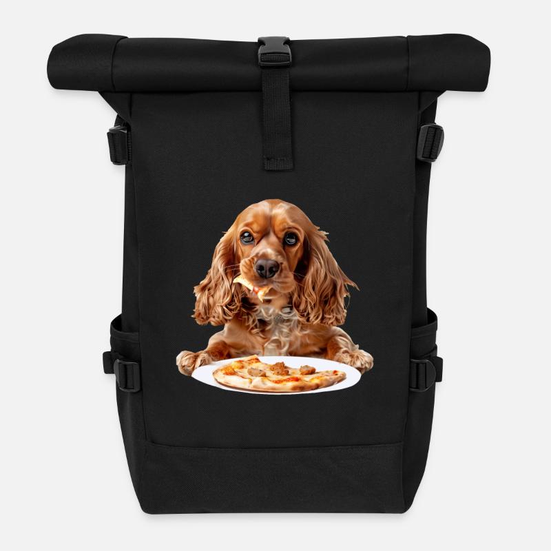 Cocker Spaniel - Roll Top Backpack - black