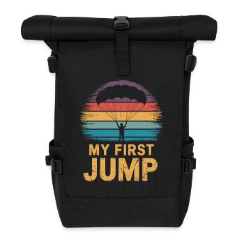Mein Erster Sprung Fallschirmspringen Retro - Rolltop Rucksack - Schwarz - Vorne