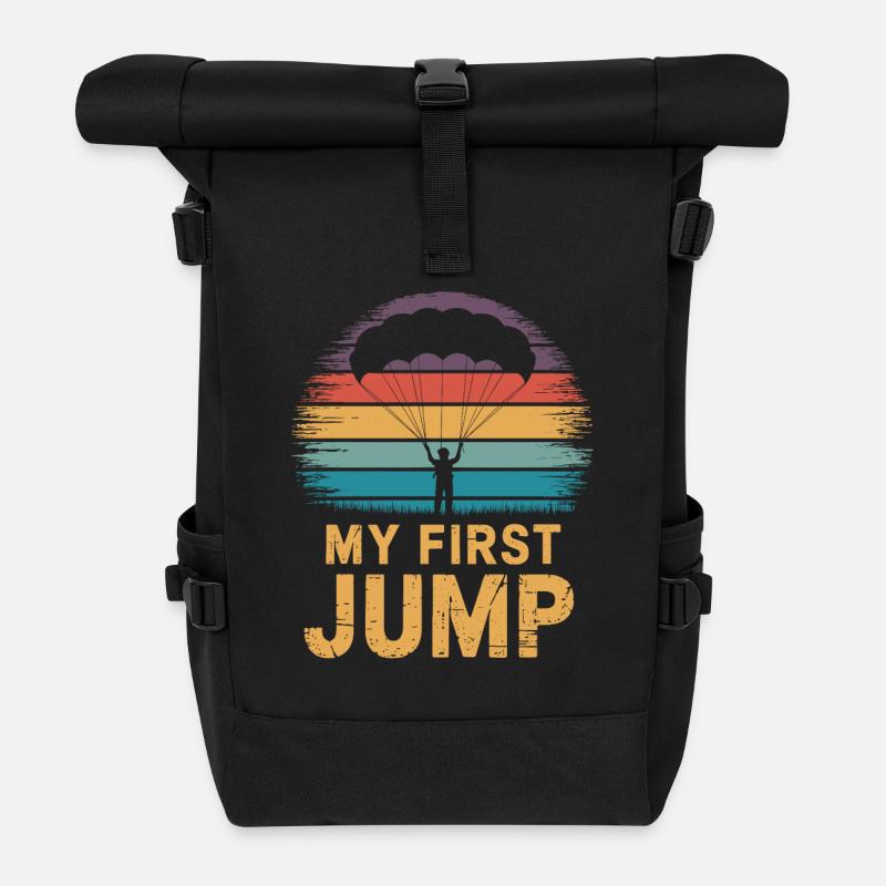 Mon premier saut en parachute rétro - Sac à dos roll top - noir