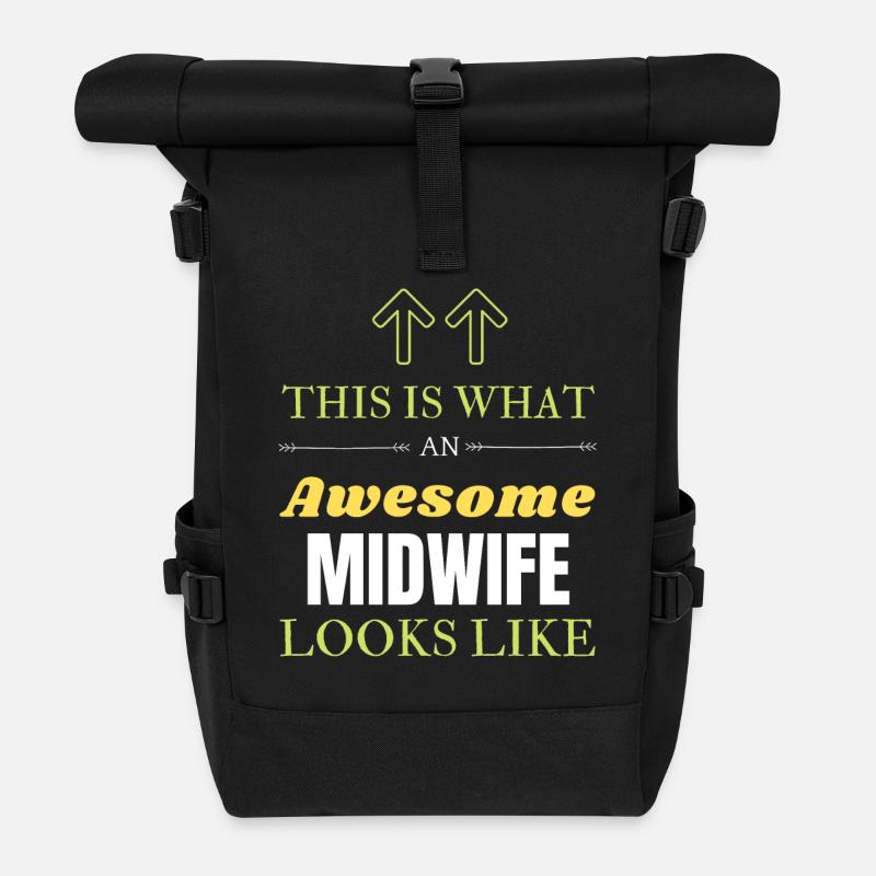 This is What an Awesome Midwife Looks Like - Roll Top Backpack - black