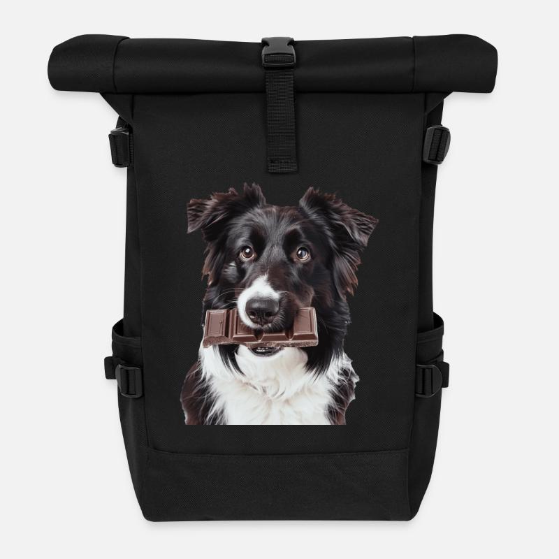 Border Collie - Rolltop Rucksack - Schwarz