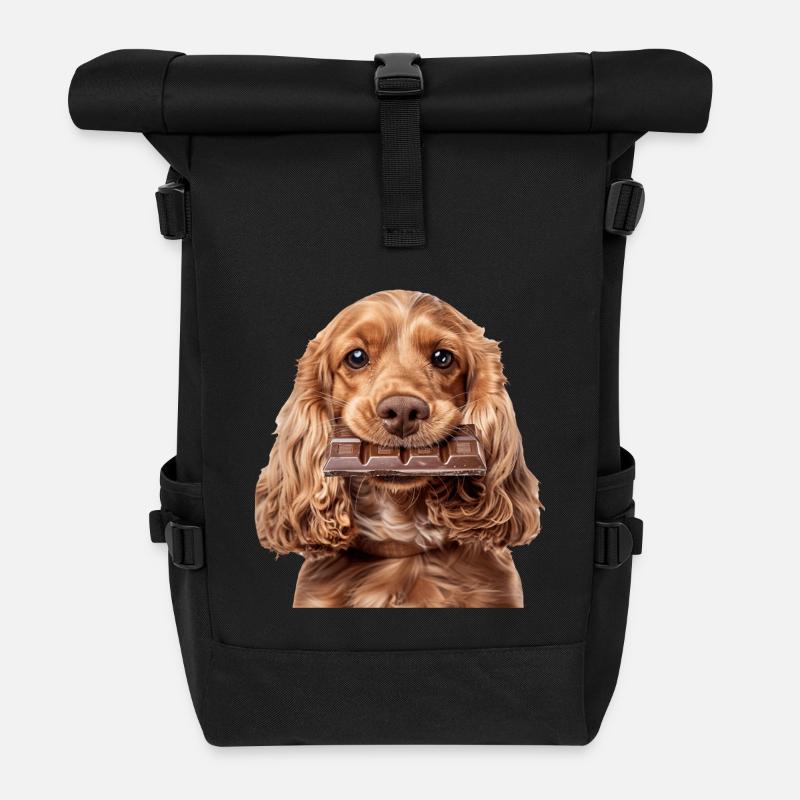 Cocker Spaniel - Rolltop Rucksack - Schwarz