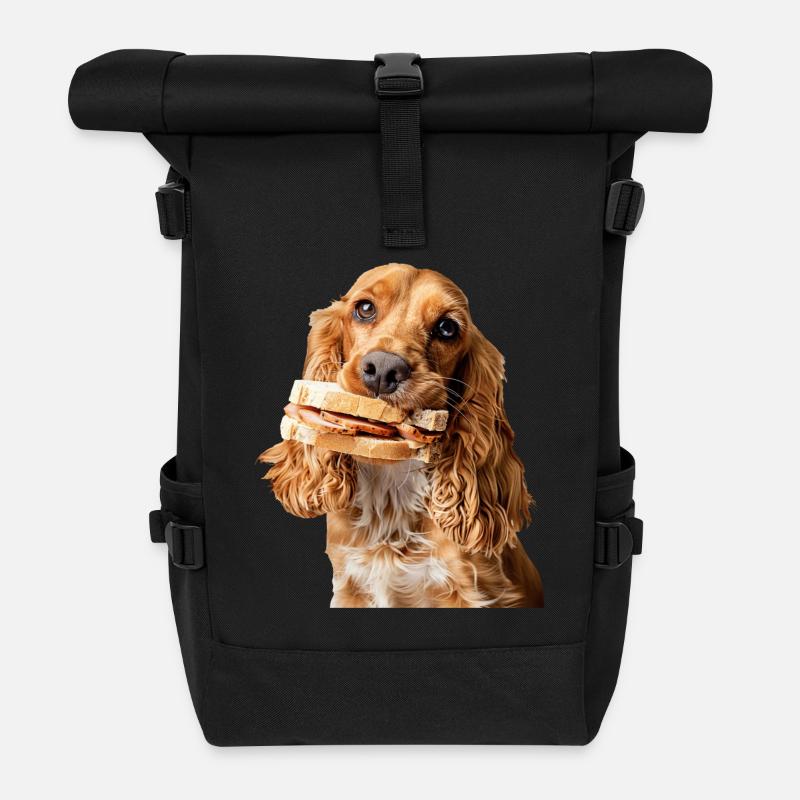 Cocker Spaniel - Roll Top Backpack - black