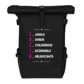 Cadeau Lucie - Qualités Personnalisées - Sac à dos roll top - noir - Devant