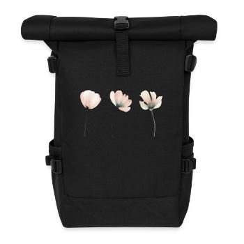 Elegante Blumen Fleurs élégantes - Sac à dos roll top - noir - Devant