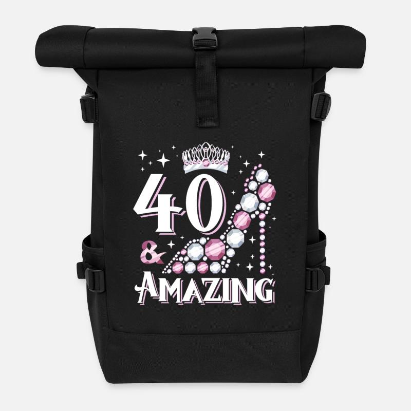 Stilvolles Schuh-Design zum 40. Geburtstag - Rolltop Rucksack - Schwarz