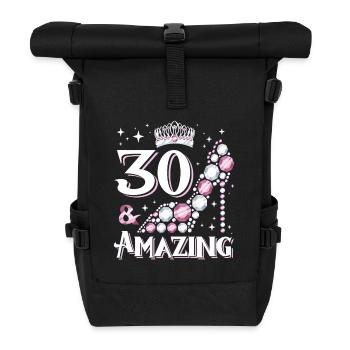 Stylish shoe design for women's 30th birthday - Roll Top Backpack - black - Front